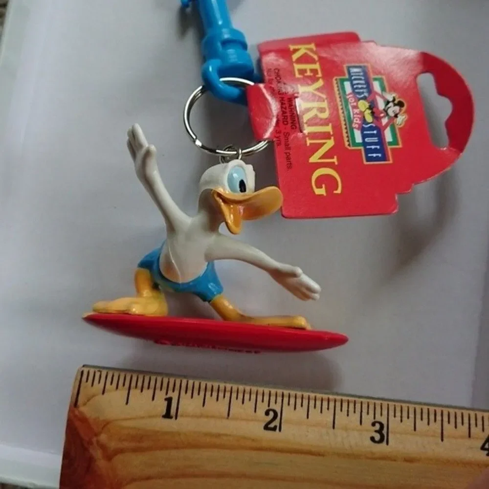 New vintage Donald Duck surfboard keychain with clip